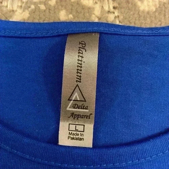 Kansas Jayhawks Delta Apparel Women’s Just a Girl shirt size Large color Blue - Picture 4 of 5